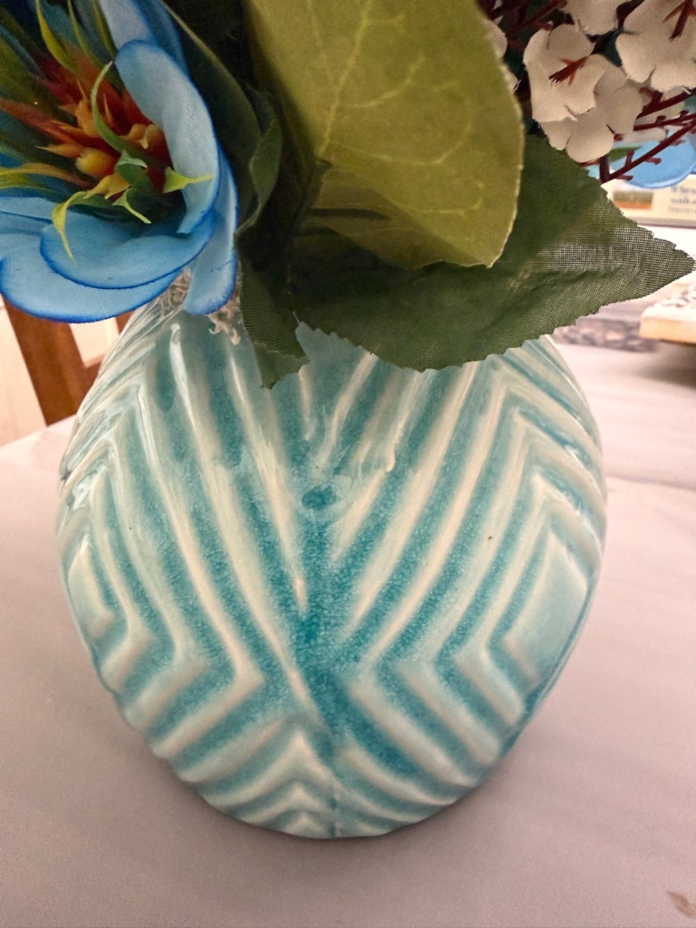 Turquoise & White Floral Arrangement in Decorative Vase - Home Accents - Picture 6 of 8